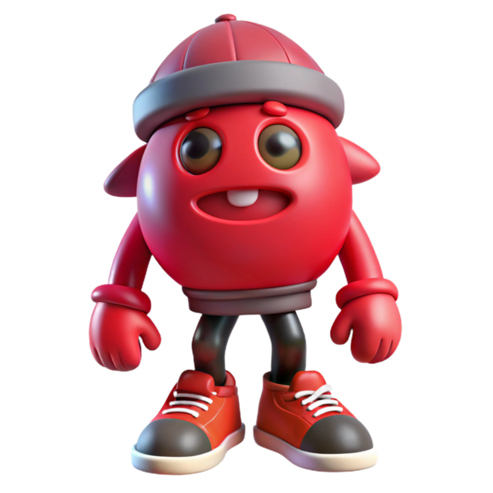 impressive minimalist Graffiti Character Cartoon Style Red Isolated on Transparent Background original png