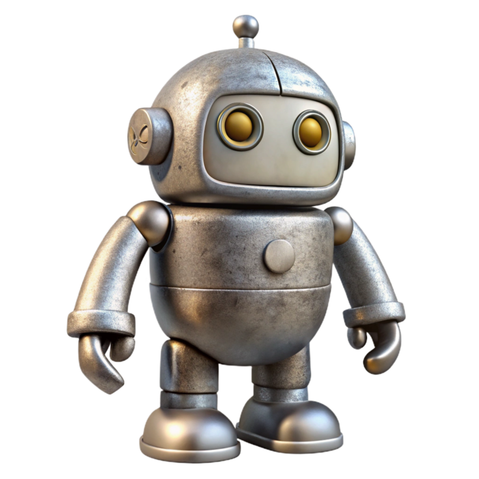 Graffiti Character Robot Style Silver Isolated on Transparent Background png