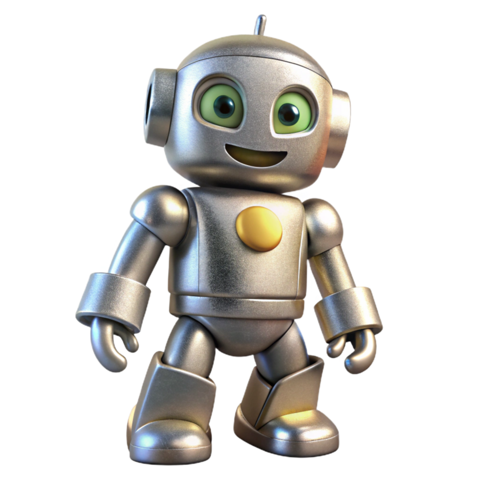 elegant minimalist Graffiti Character Robot Style Silver Isolated on Transparent Background premium png