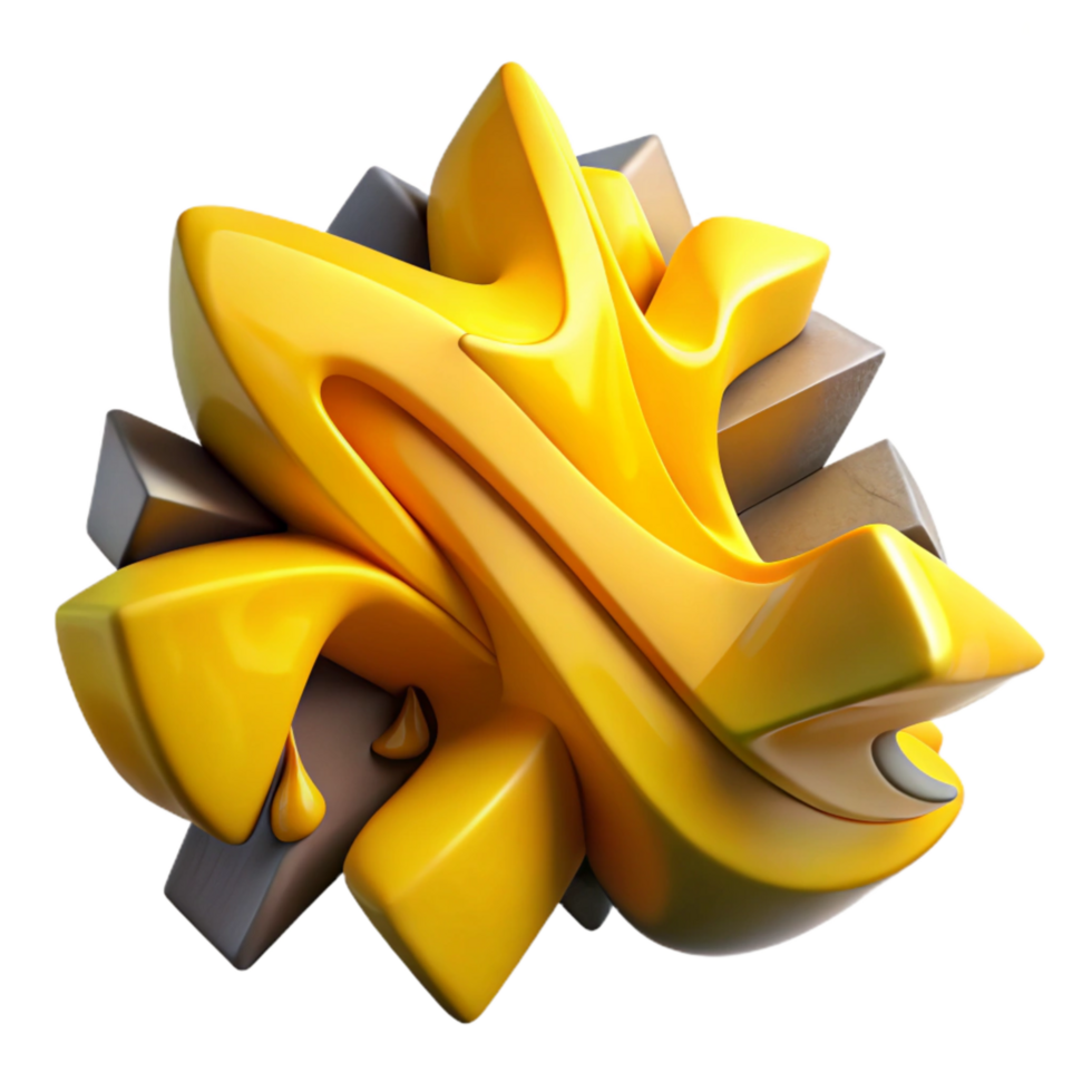 wonderful minimalist Graffiti Mural Abstract Style Yellow Isolated on Transparent Background original png
