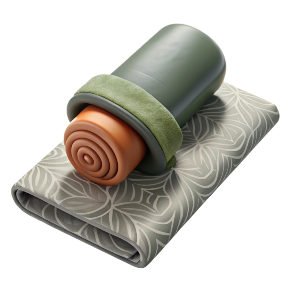 stunning traditional Yoga Bolster and Blanket Top View Isolated premium png