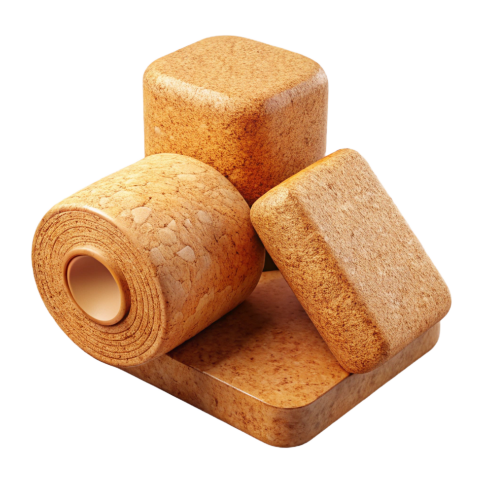 elegant minimalist Yoga Blocks Isolated with Cork Texture professional png