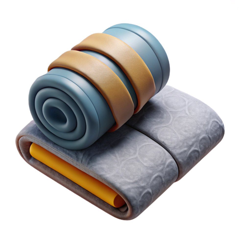 dramatic minimalist Yoga Bolster and Blanket Top View Isolated original png