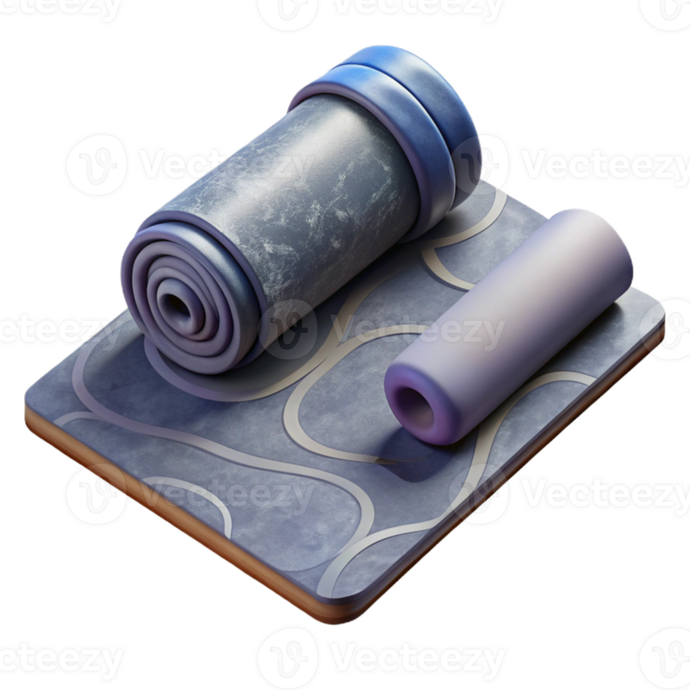 serene modern Yoga Mat and Bolster Top View Isolated detailed png