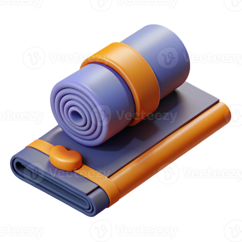 stunning classic Yoga Mat and Cushion Rolled Up Top View Isolated premium png