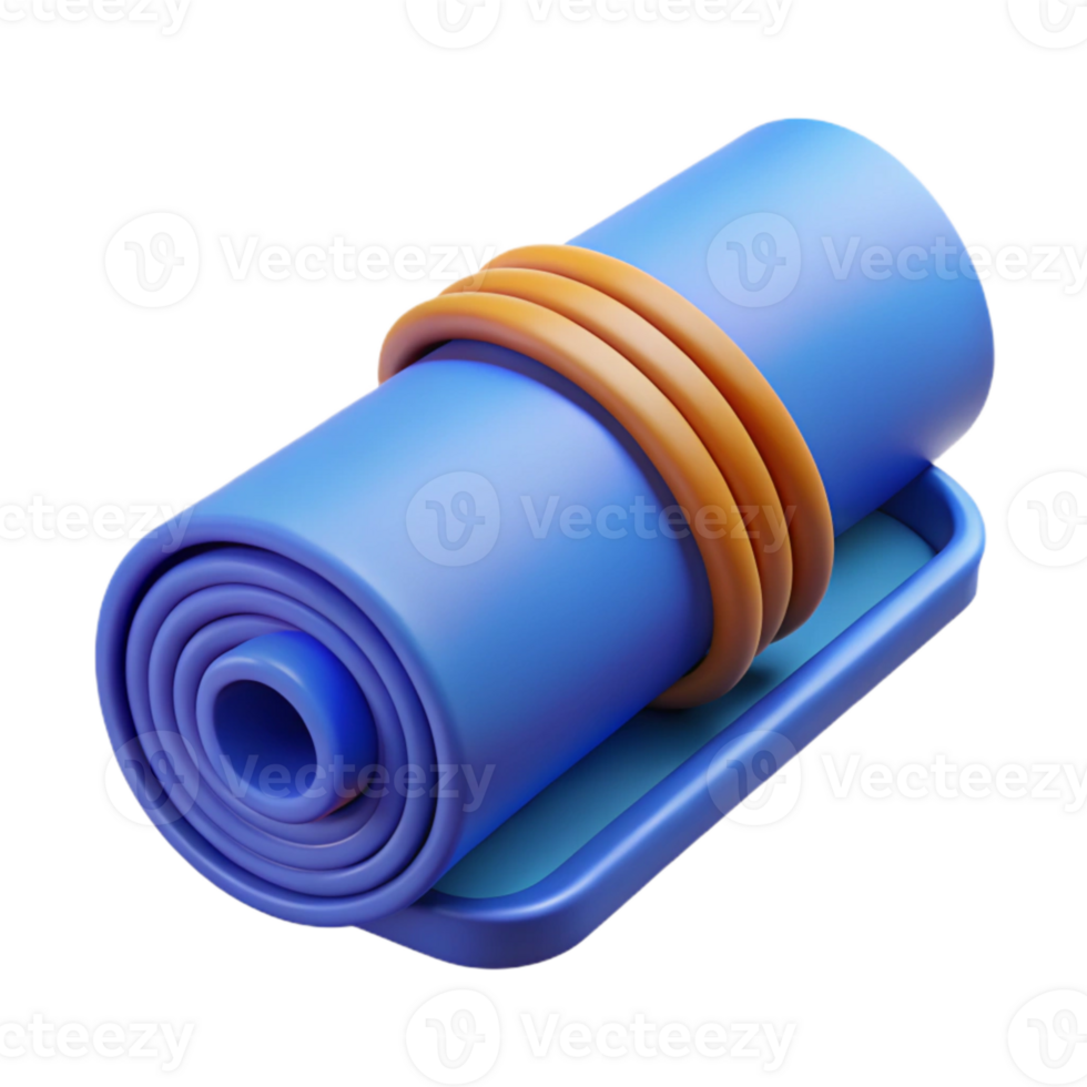 impressive creative Yoga Mat and Strap Rolled Up Blue Color Cutout high resolution png