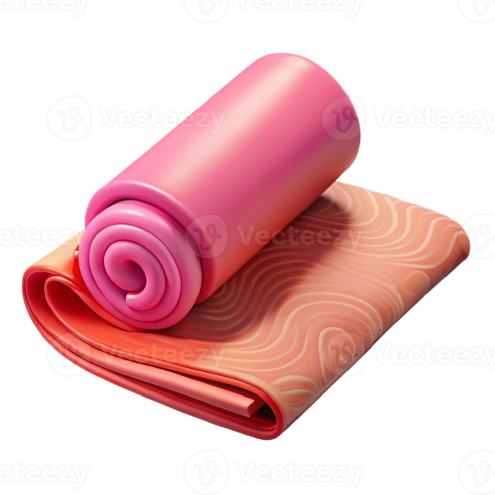 elegant vintage Yoga Mat and Towel Rolled Up Grey Isolated exclusive png