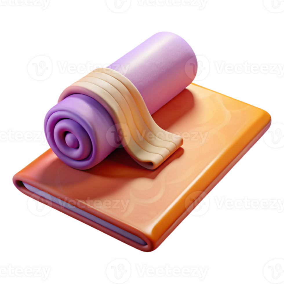 vibrant rustic Yoga Mat and Towel Rolled Up Grey Isolated high resolution png