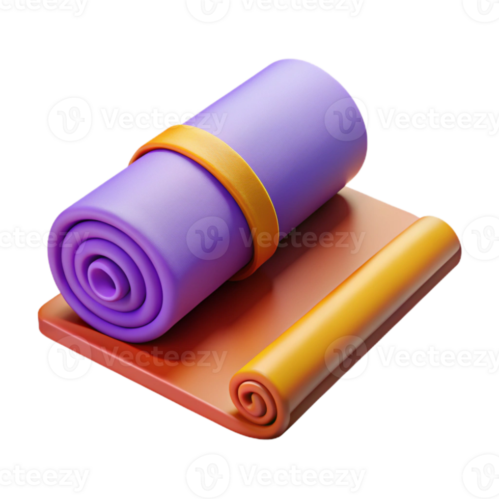 serene classic Yoga Mat and Towel Rolled Up Grey Isolated high resolution png