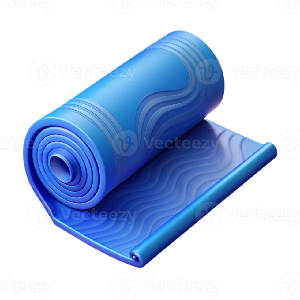 elegant minimalist Yoga Mat Blue Unrolled Transparent Background authentic png