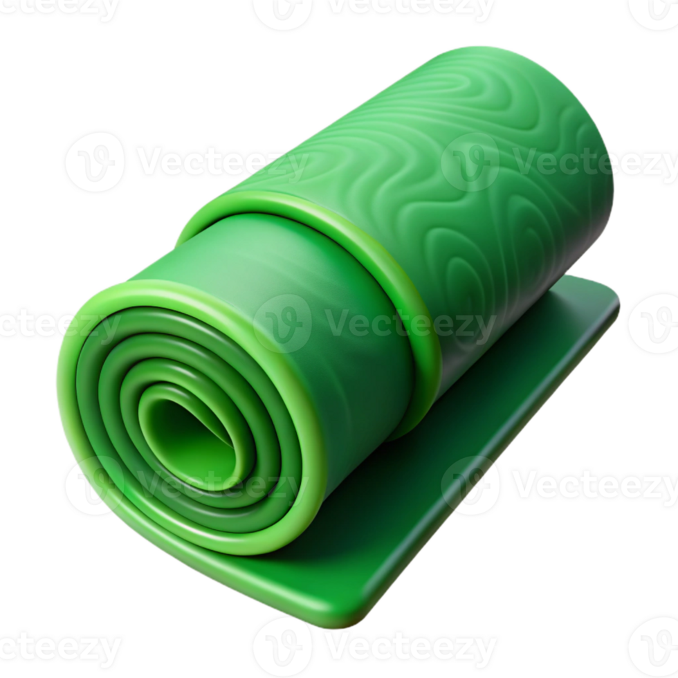 beautiful artistic Yoga Mat Green Rolled Up Cutout original png