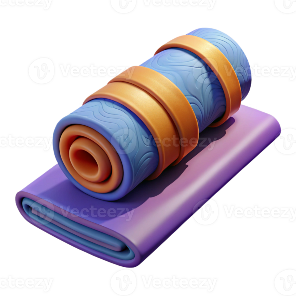 impressive classic Yoga Mat Isolated with Rolled Up Design detailed png