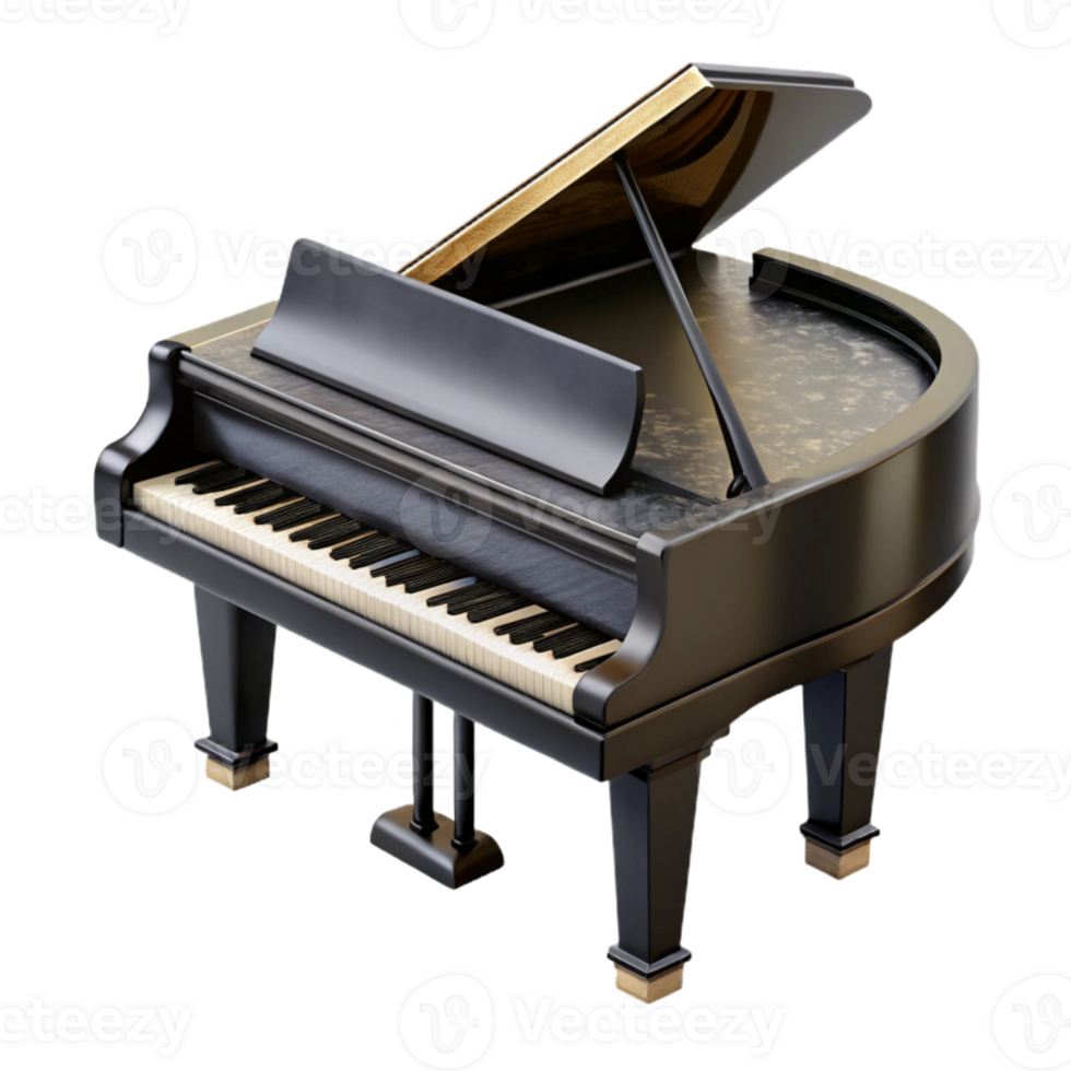 extraordinary vintage Grand Piano Black Polished Finish Isolated Element genuine png