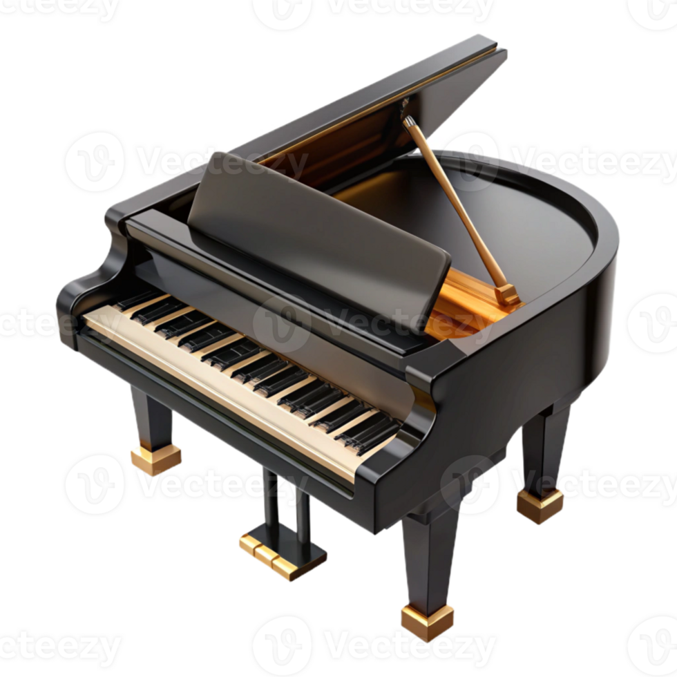 wonderful creative Grand Piano Black Polished Finish Isolated Element high quality png
