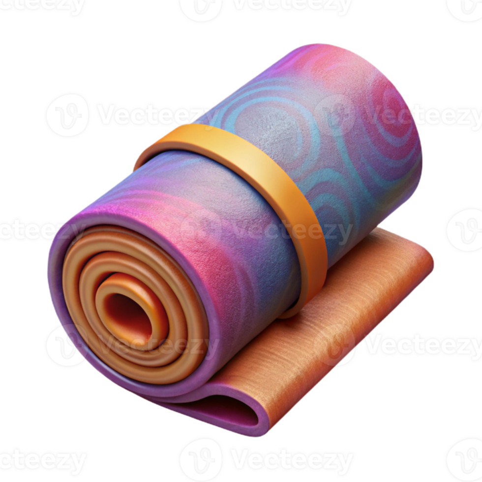 serene minimalist Yoga Mat Rolled Up Purple Isolated Cutout premium png
