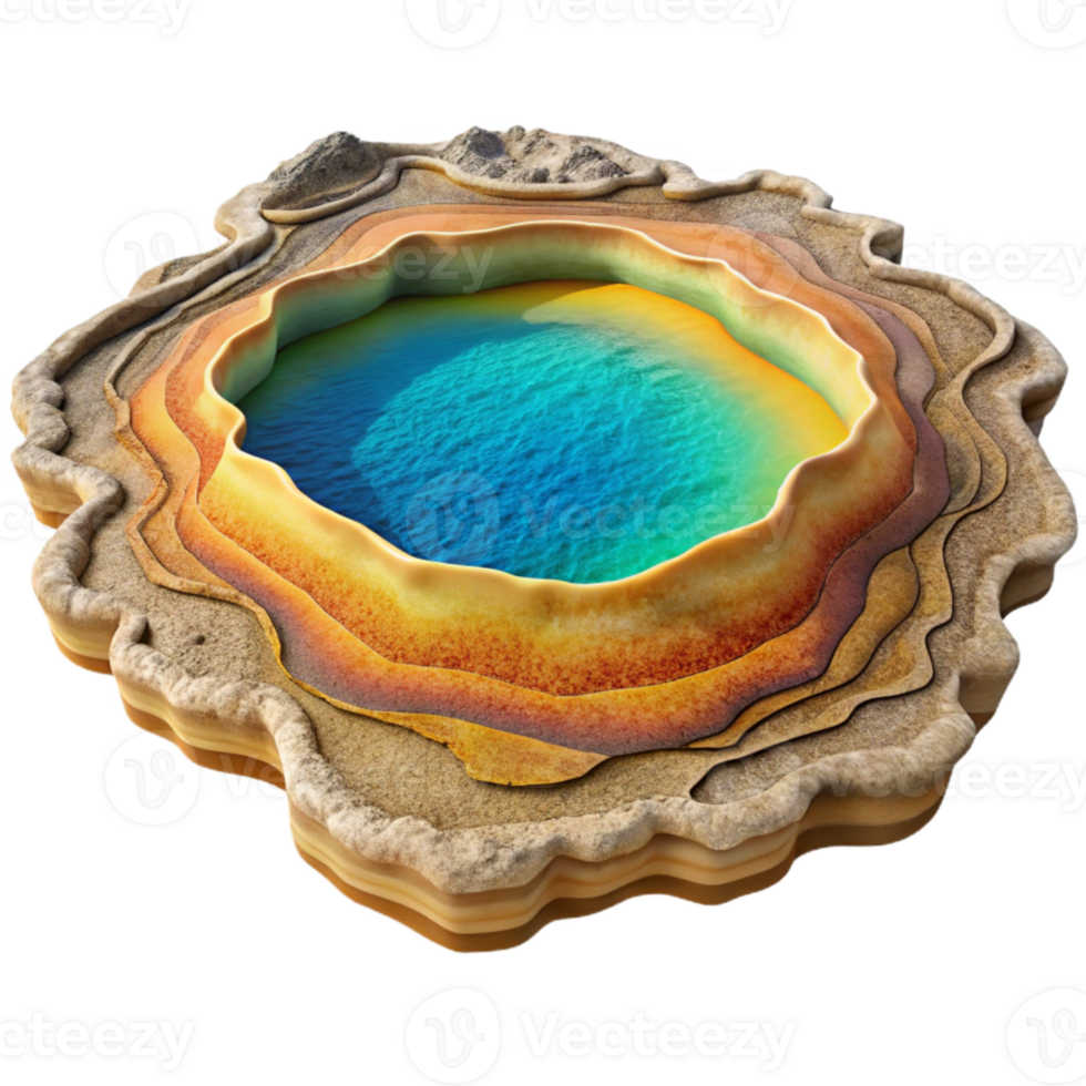 vibrant artistic Grand Prismatic Spring Colorful Bacteria Mats Isolated Element high resolution png