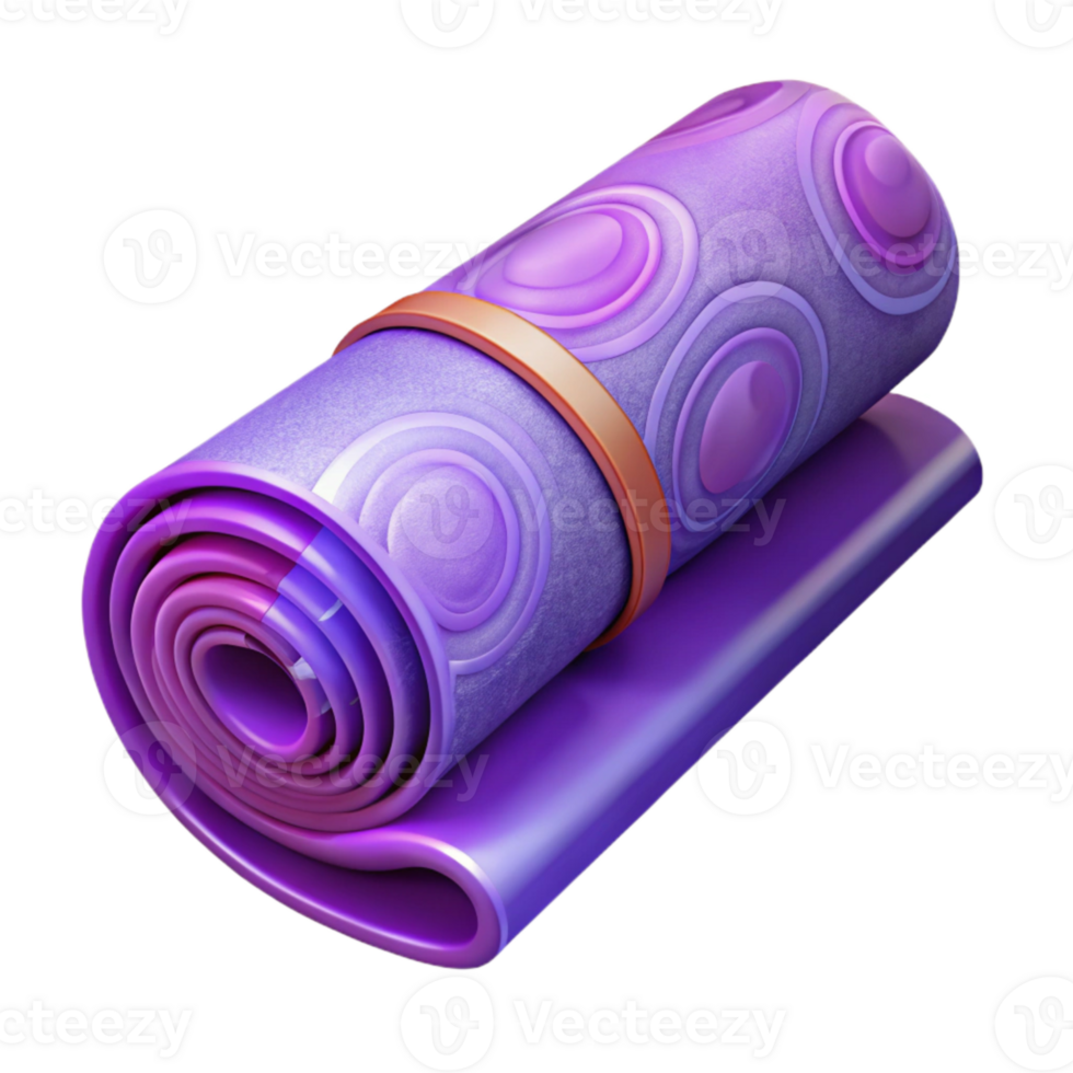 impressive vintage Yoga Mat Rolled Up Purple Isolated Cutout high resolution png