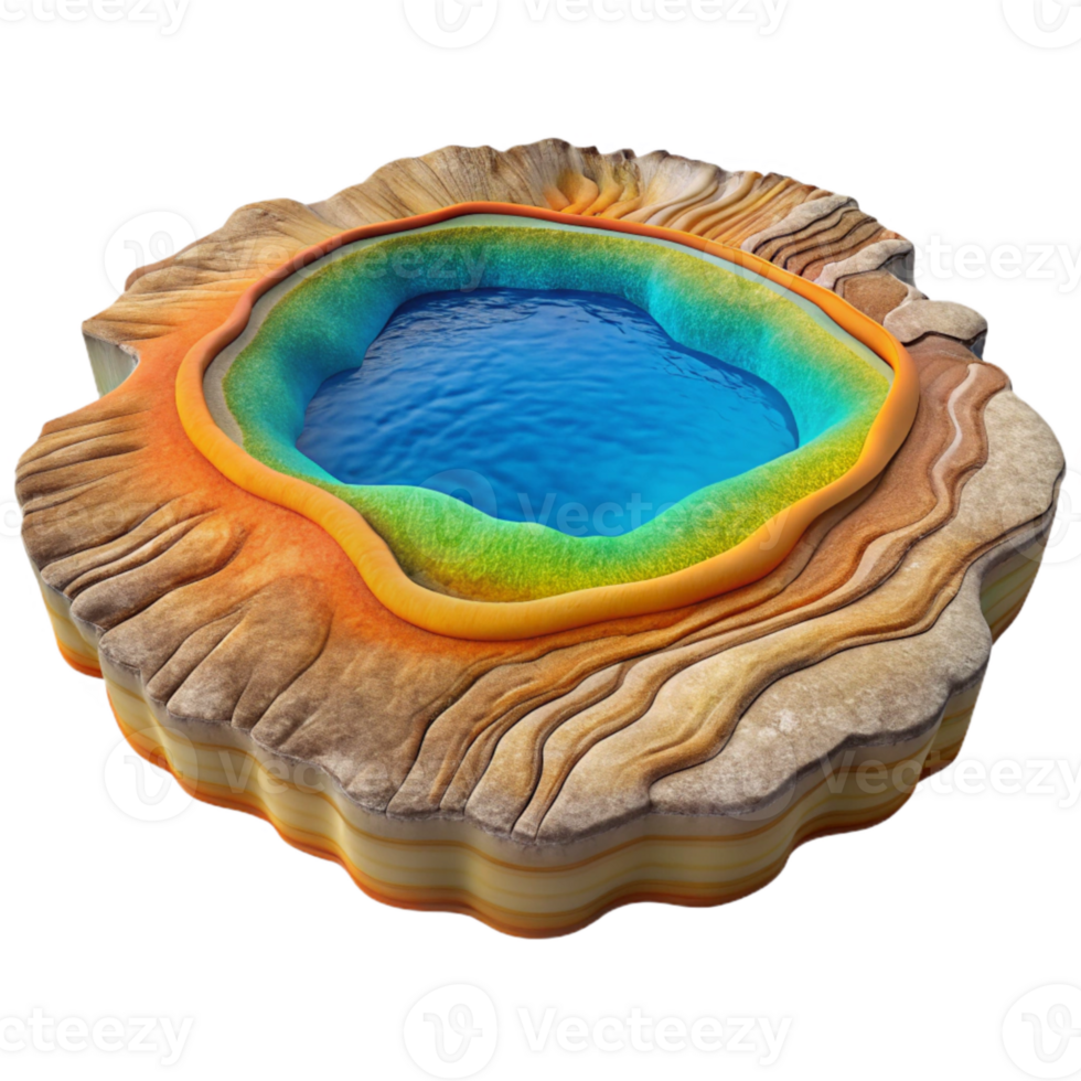 extraordinary traditional Grand Prismatic Spring Colorful Bacteria Mats Isolated Element detailed png