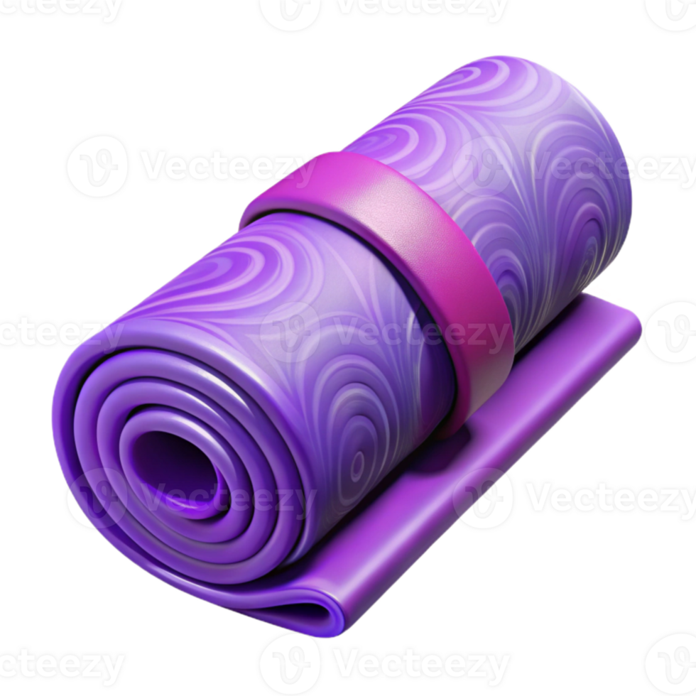 elegant traditional Yoga Mat Rolled Up Purple Isolated Cutout high quality png