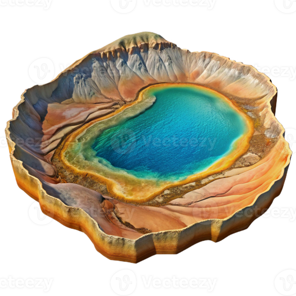 beautiful traditional Grand Prismatic Spring Yellowstone Aerial View Transparent premium png