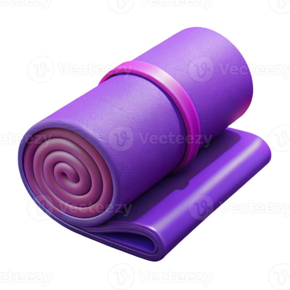 beautiful contemporary Yoga Mat Rolled Up Purple Isolated Cutout exclusive png