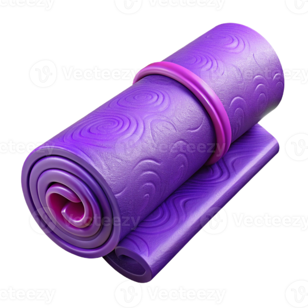 impressive vintage Yoga Mat Rolled Up Purple Isolated Cutout original png