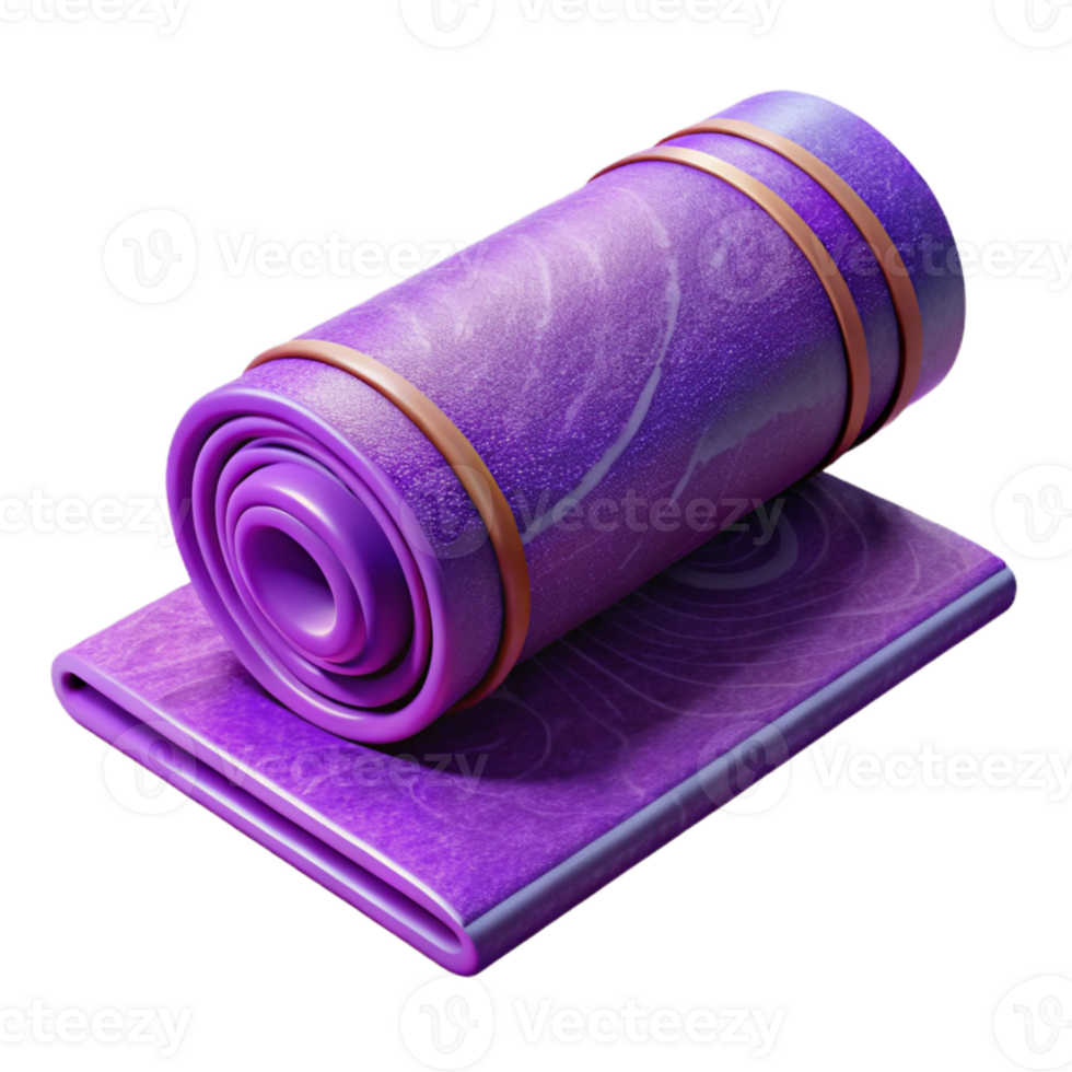 stunning modern Yoga Mat Rolled Up Purple Isolated Cutout high resolution png