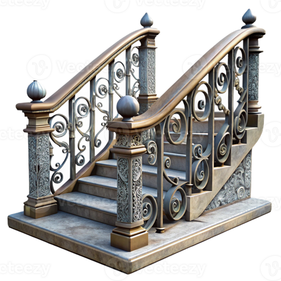 elegant creative Grand Staircase Balustrade Cutout Ornate Ironwork high resolution png