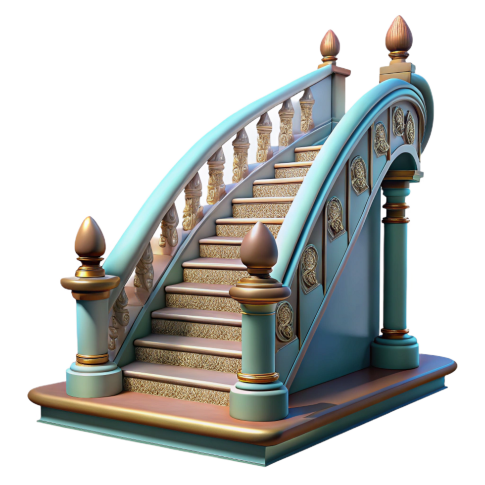 vibrant creative Grand Staircase with Ornate Railing Transparent Background original png