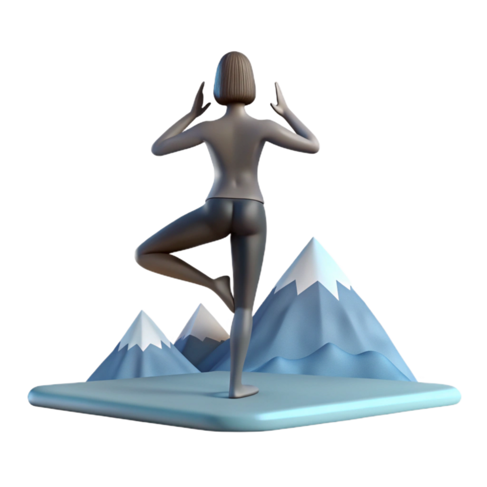 magnificent creative Yoga Pose Silhouette with Mountain Background Cutout Transparent Background high resolution png