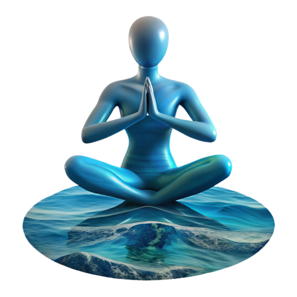vibrant minimalist Yoga Pose Silhouette with Mountain Background Cutout Transparent Background png