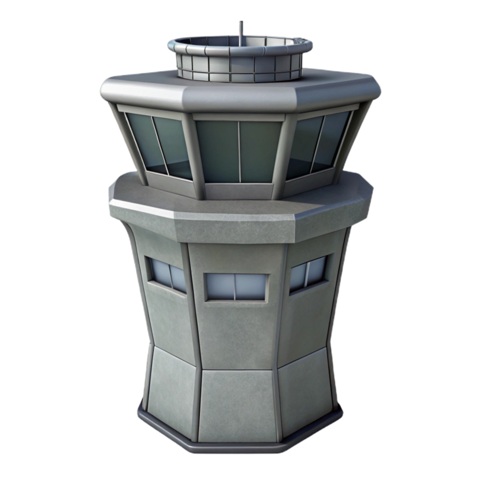 stunning artistic Gray Control Tower Side View Transparent Background Cutout genuine png