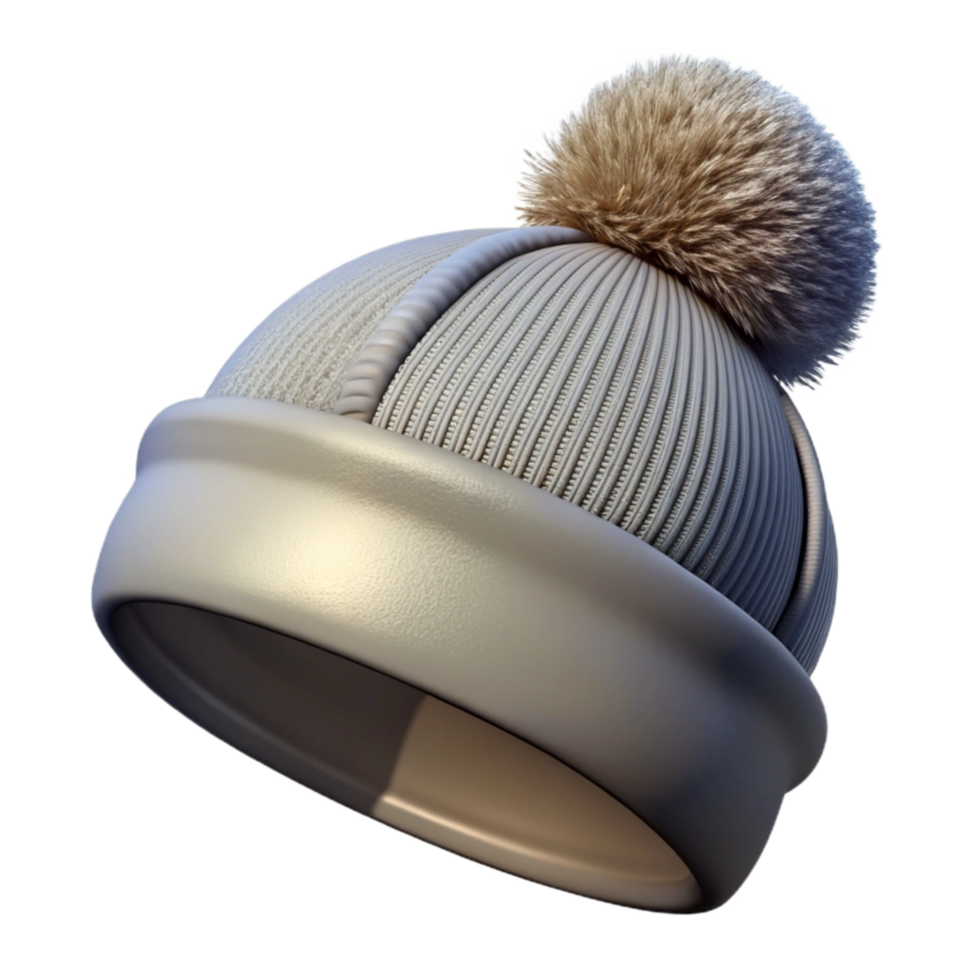 dramatic abstract Gray Beanie with Pom Pom with Transparent Background high resolution png