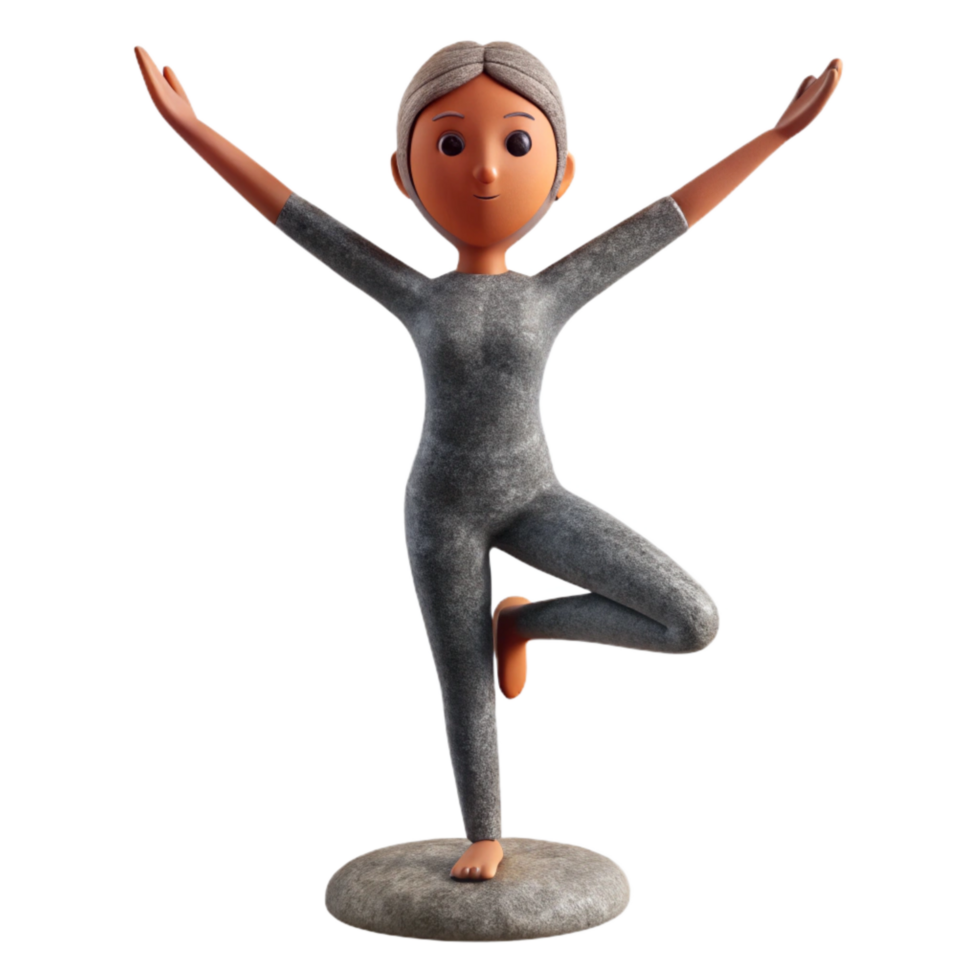 elegant creative Yoga Pose Tree Pose Silhouette Isolated Cutout high quality png
