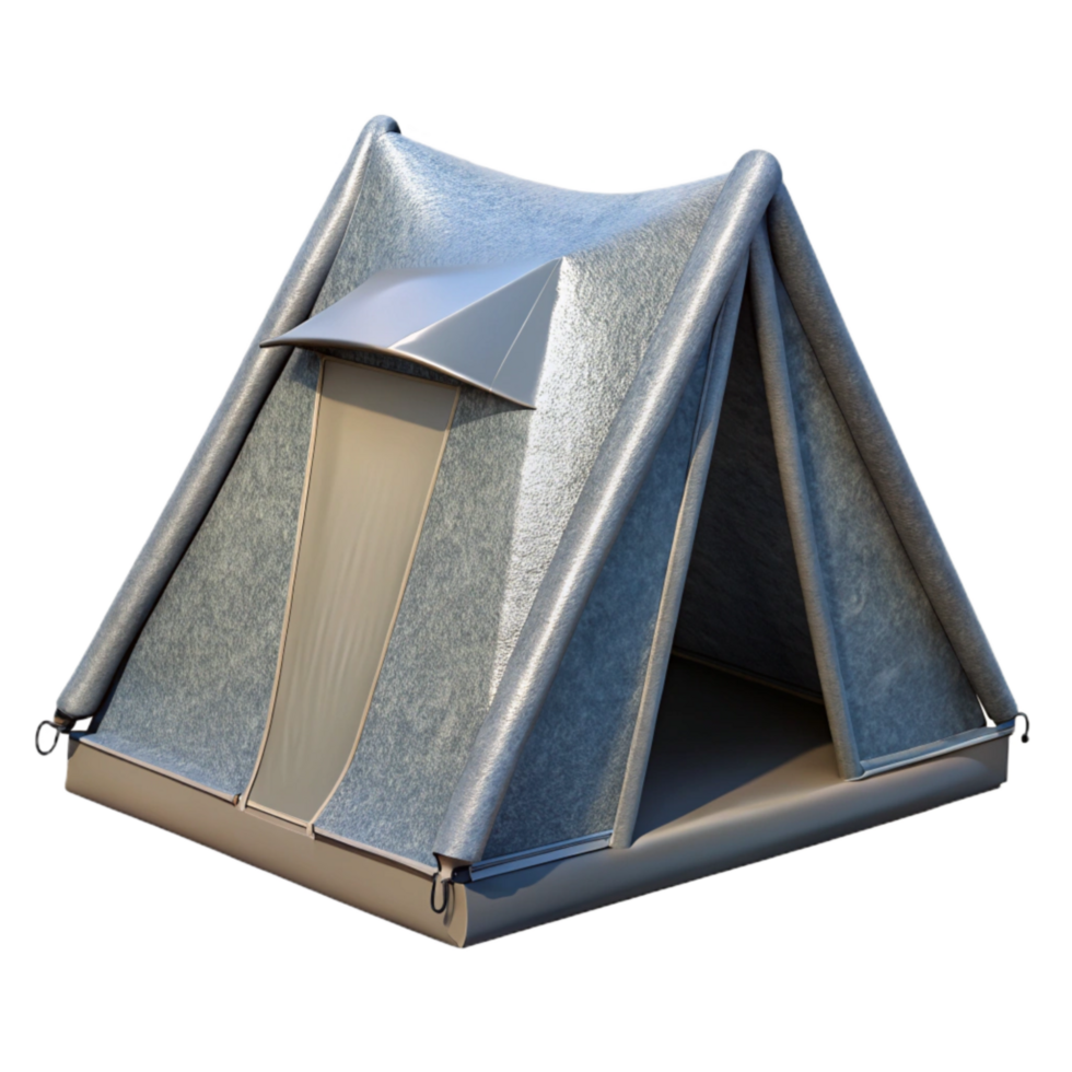 elegant traditional Gray Camping Tent Front View Transparent Background high resolution png