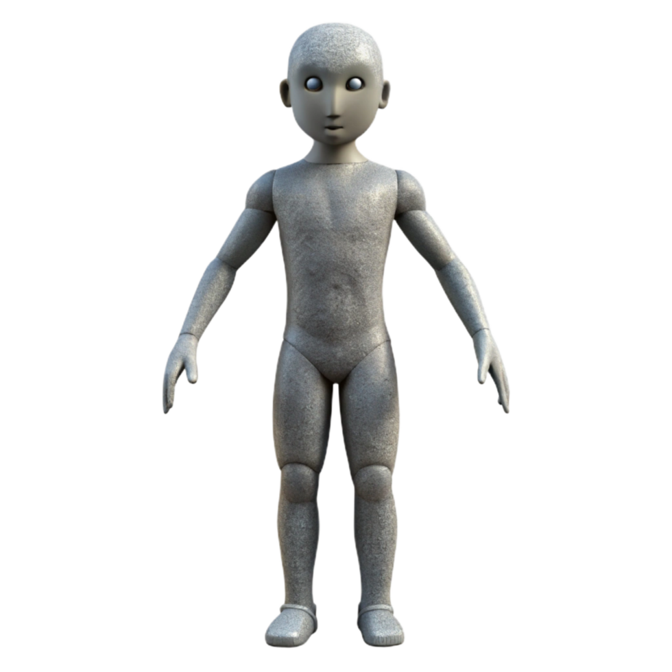 vibrant rustic Gray Mannequin Full Body Front View Isolated png