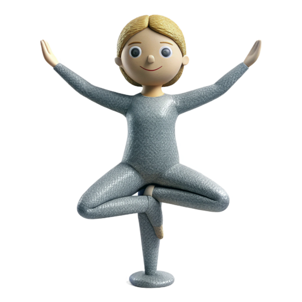 serene minimalist Yoga Pose Tree Pose Silhouette Isolated Cutout png