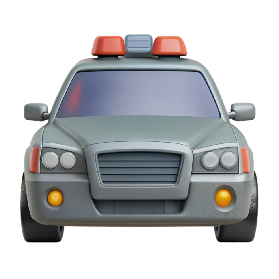 beautiful minimalist Gray Police Car Front View Transparent Background Cutout authentic png