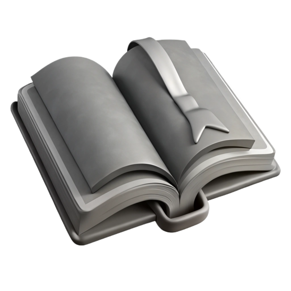 impressive minimalist Grayscale Open Book with Bookmark Cutout genuine png