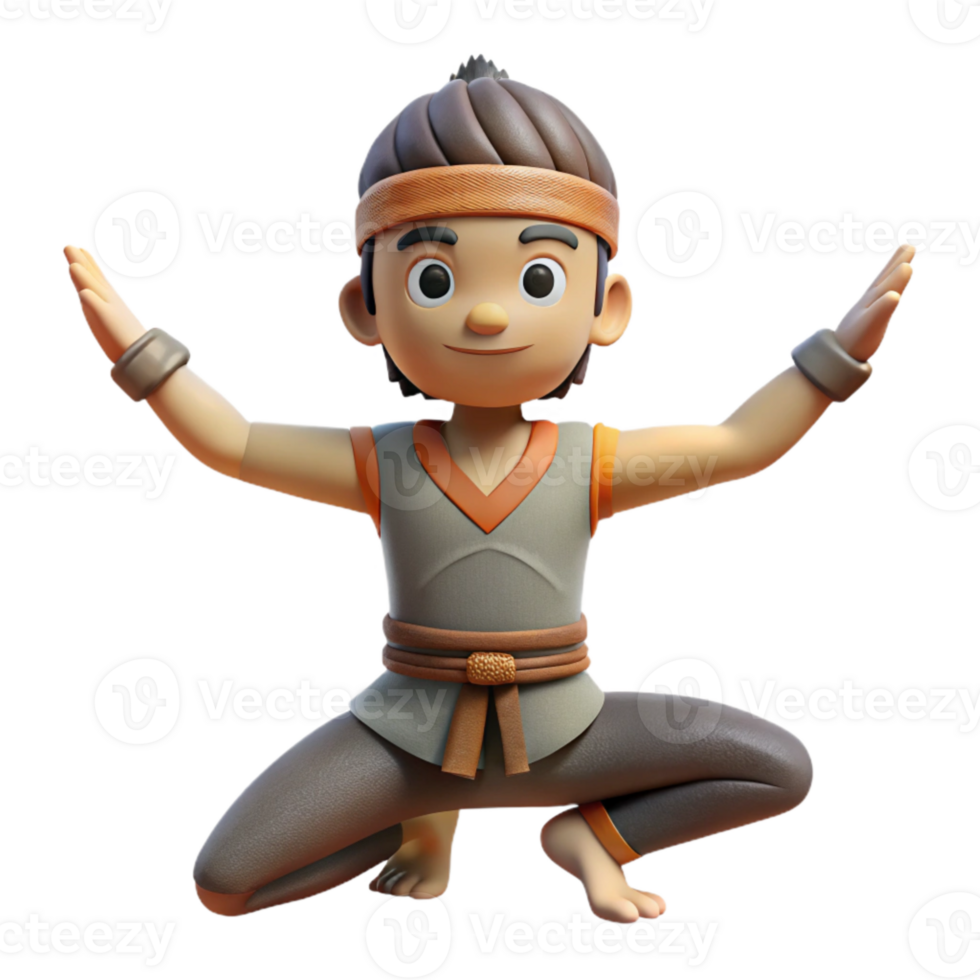 vibrant vintage Yoga Pose Warrior Two Silhouette Cutout premium png