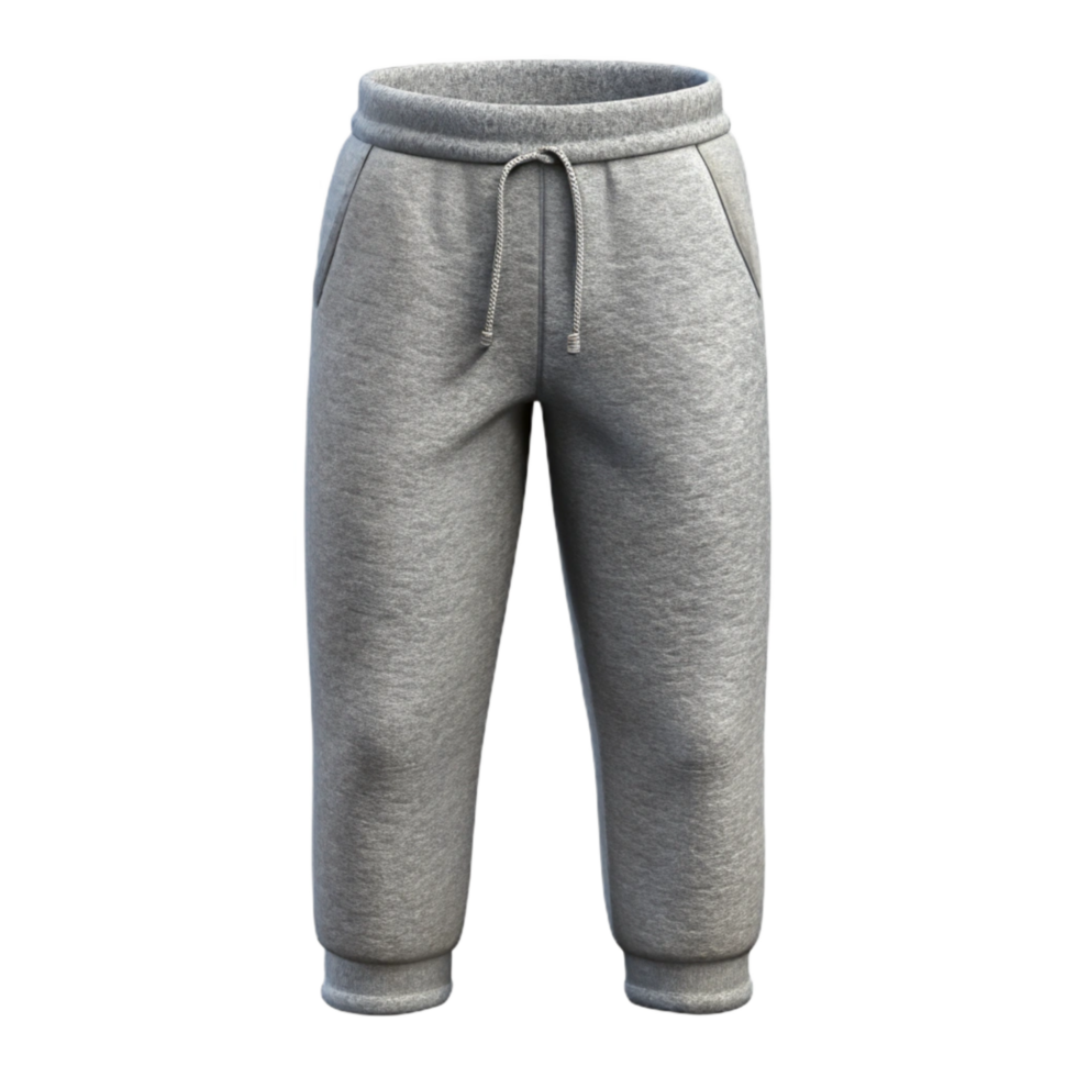 wonderful rustic Gray Sweatpants Front View with Transparent Background premium png