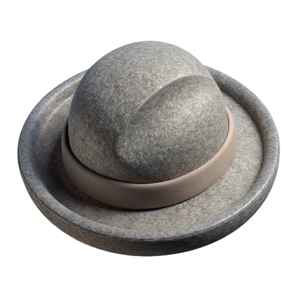 serene minimalist Gray Wool Hat Top View Transparent Background high quality png