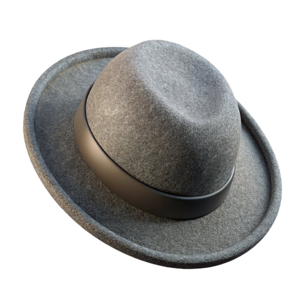 wonderful rustic Gray Wool Hat Top View Transparent Background authentic png