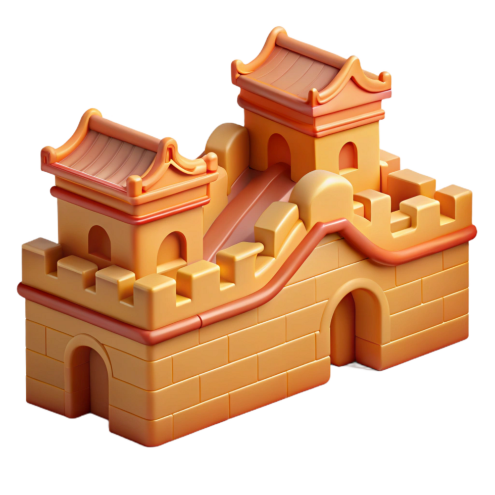 magnificent rustic Great Wall of China Isolated detailed png