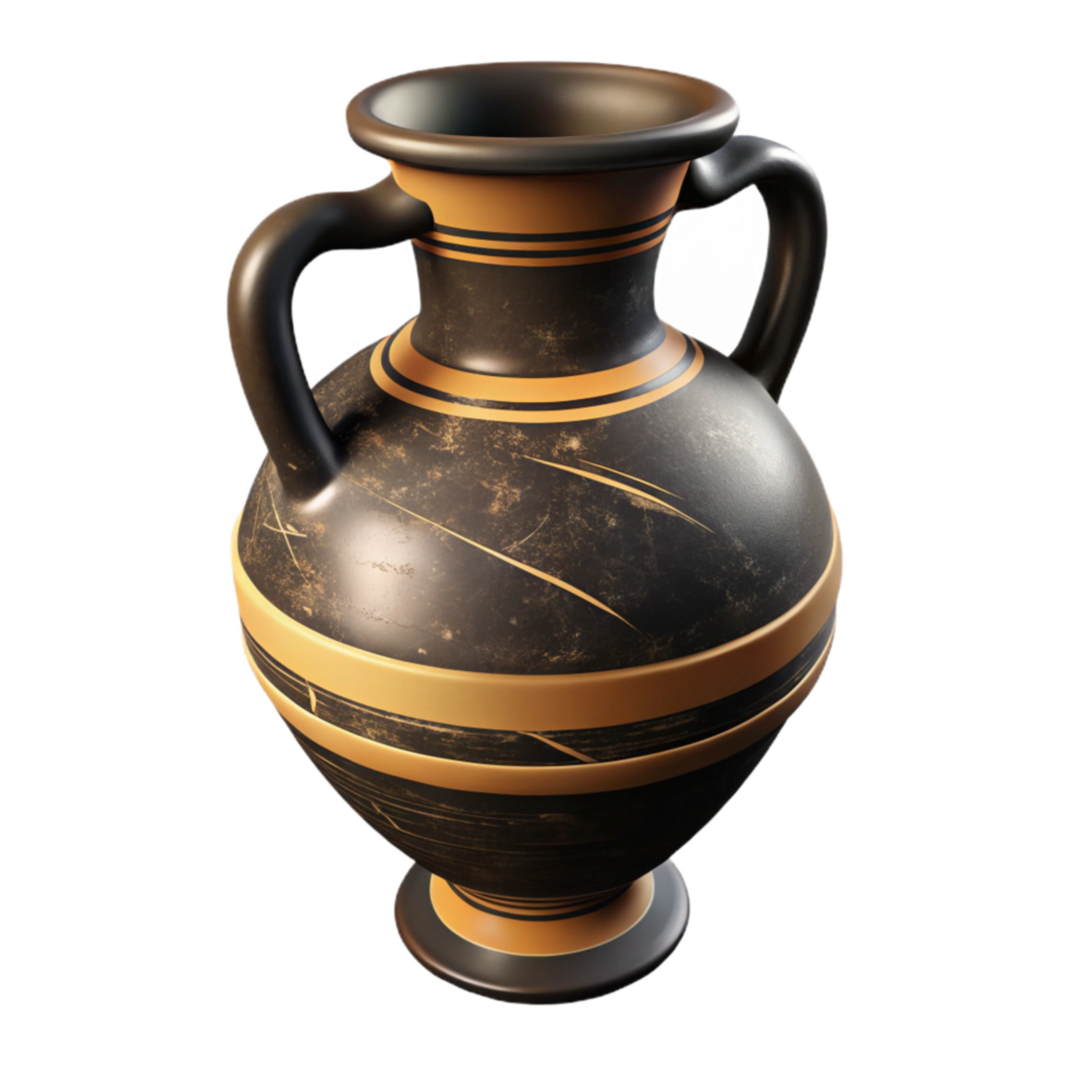 vibrant abstract Greek Amphora Black Glaze Decoration Transparent Background genuine png