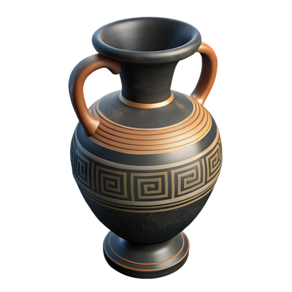 magnificent minimalist Greek Amphora Pottery Black Figure Isolated high quality png