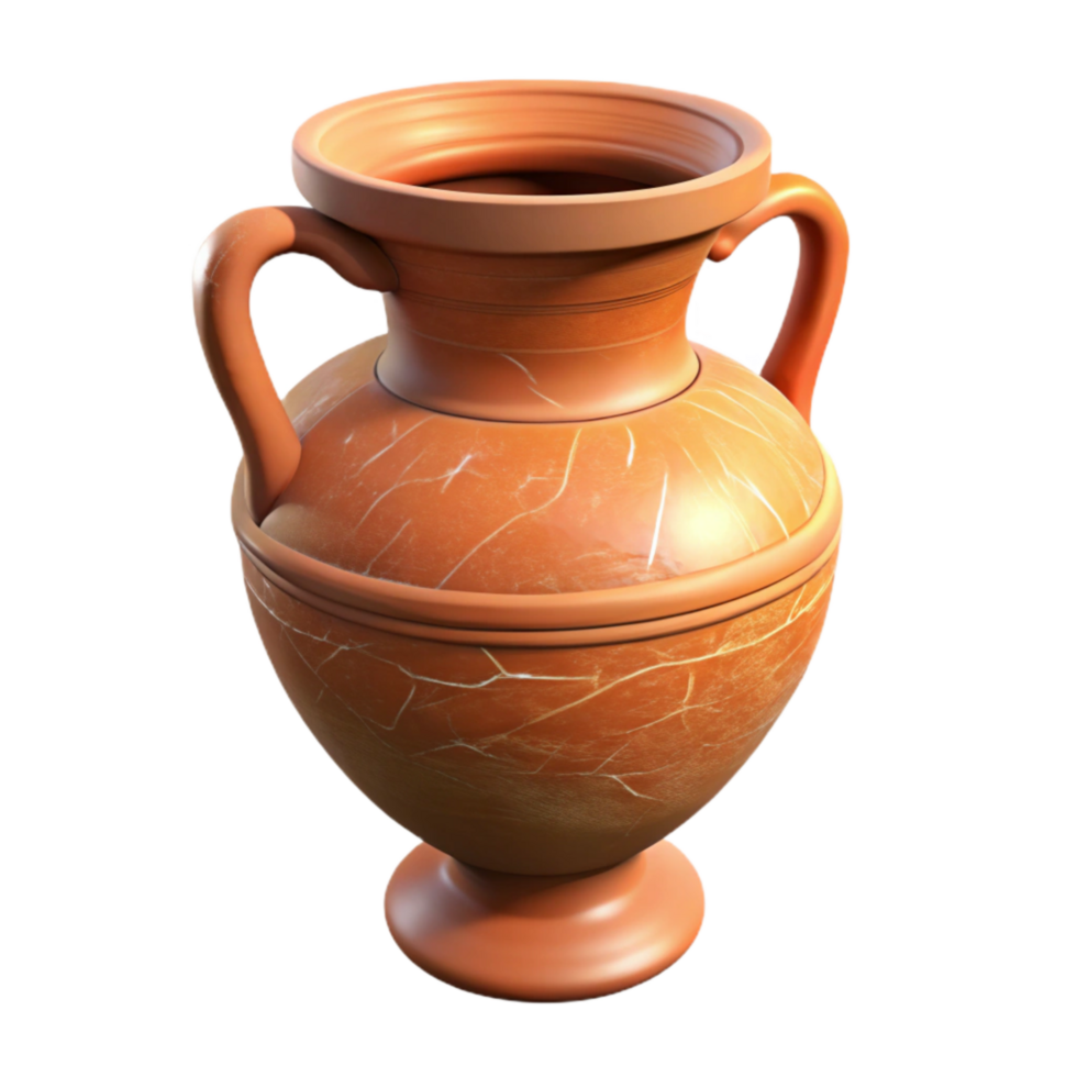elegant minimalist Greek Amphora Pottery Terracotta Texture Transparent Background high quality png