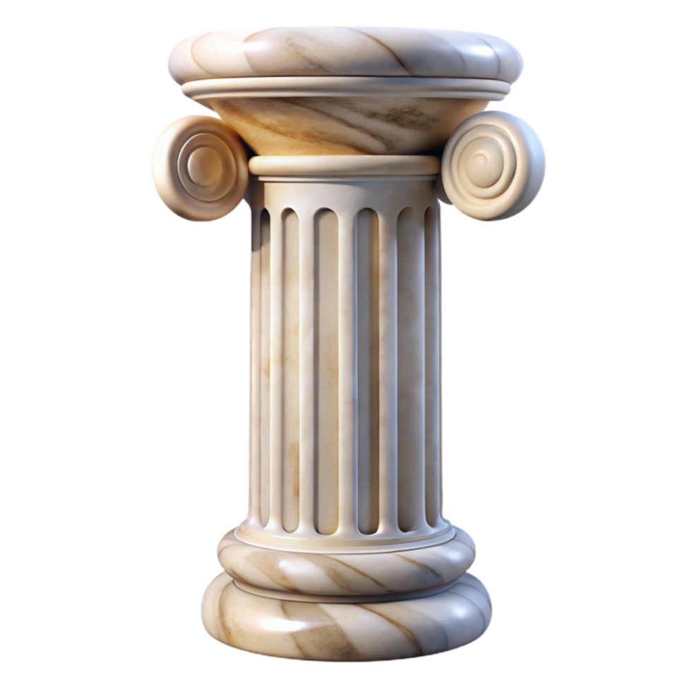stunning vintage Greek Column Marble Texture Front View Transparent Background png