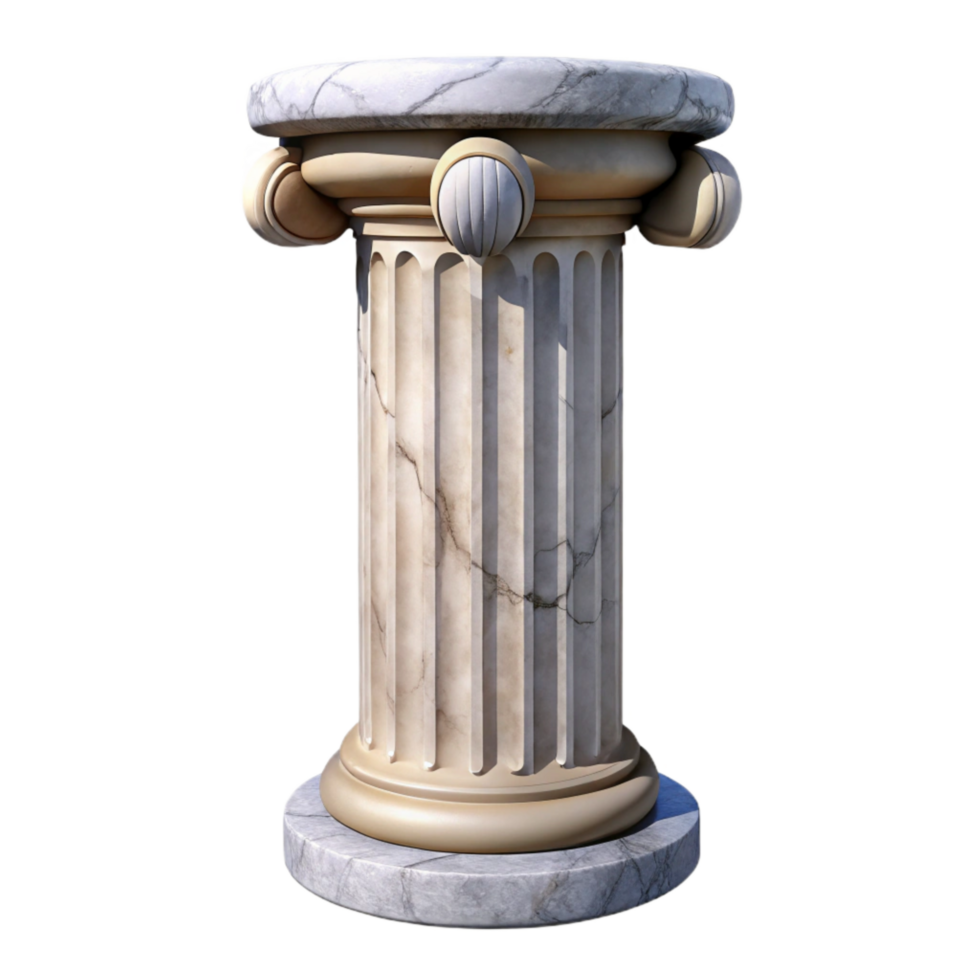 wonderful vintage Greek Column Marble Texture Front View Transparent Background premium png