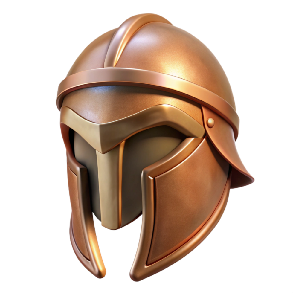wonderful artistic Greek Helmet Bronze Finish Front View Transparent Background high quality png